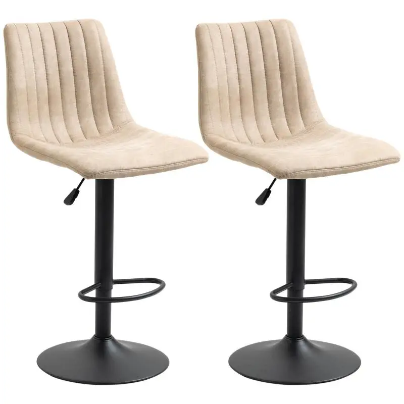 Set of 2 Height-Adjustable Bar Stools, Brown