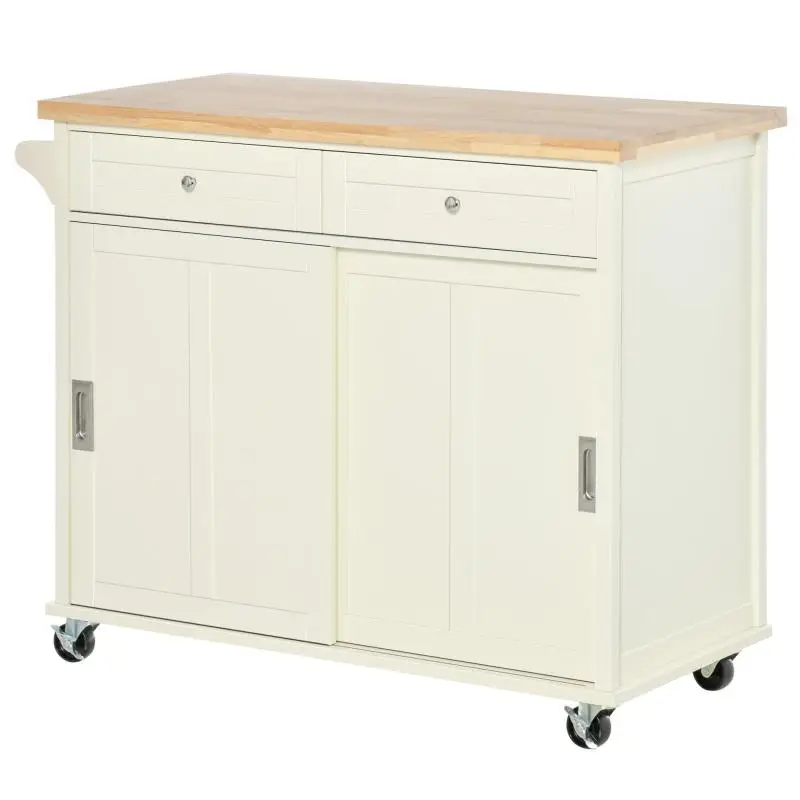 Kitchen Island with Drawers and Towel Rack, 110 × 49.5 × 89.5 cm