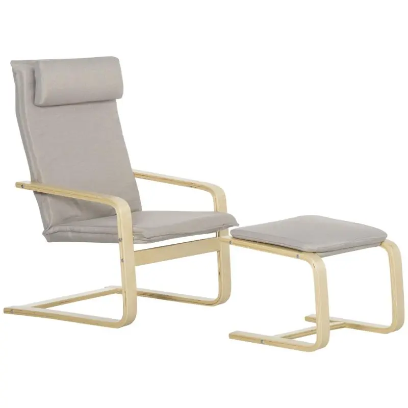 Relax Armchair with Footstool, Grey