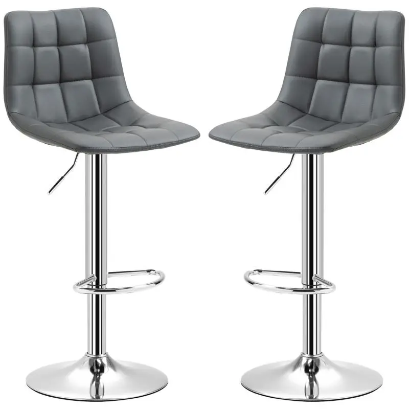 Set of 2 Swivel Bar Stools, Grey