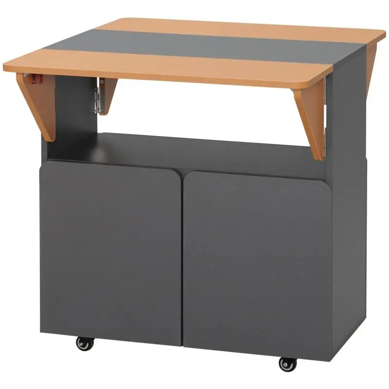 Folding Table with Hidden Storage and Wheels