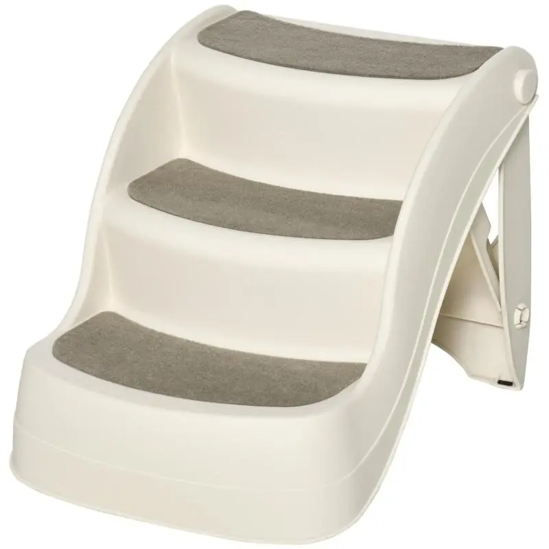 Foldable 3-Step Pet Stairs, Beige