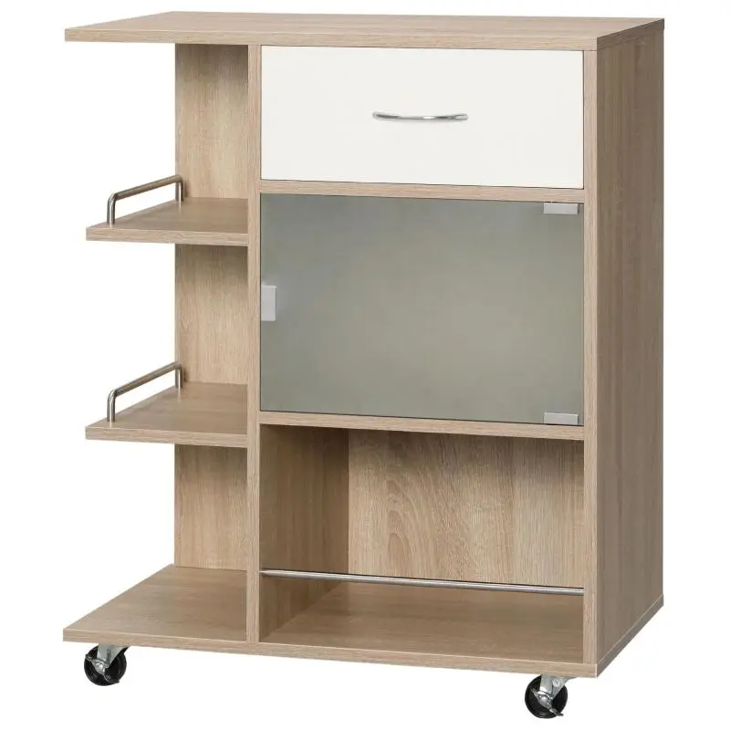 Kitchen Serving Trolley with Drawer and Cabinet