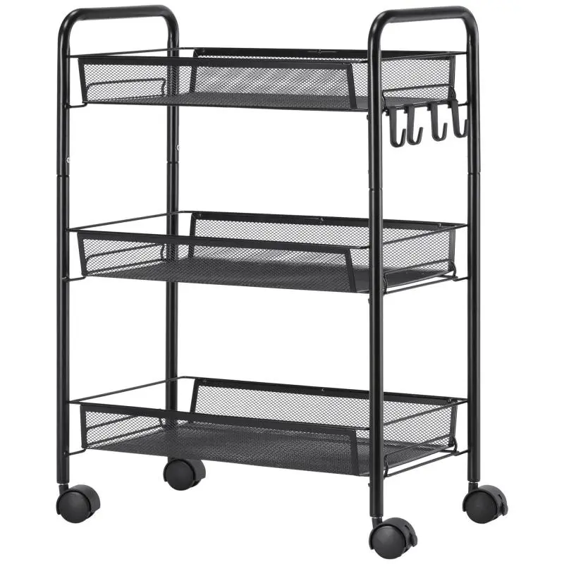 3-Tier Kitchen Trolley with Removable Baskets