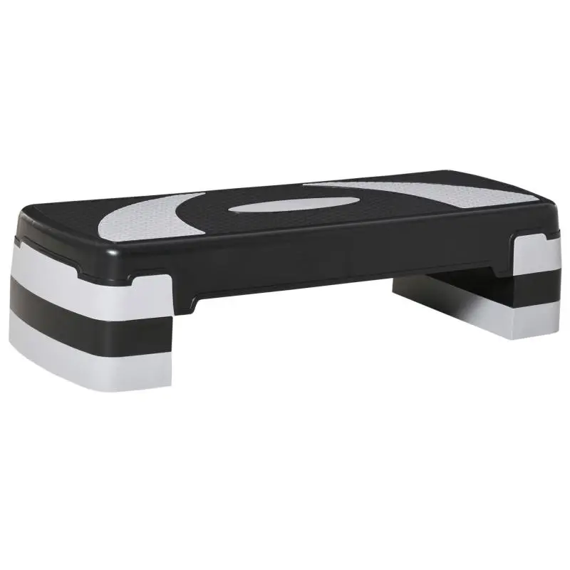 Height-Adjustable Aerobic Stepper, Black and Grey