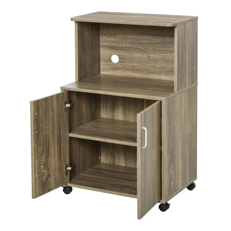 Kitchen Unit with Wheels and Microwave Shelf, Grey