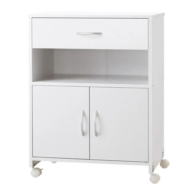 Printer Stand with Drawer, Cabinet and Wheels, White
