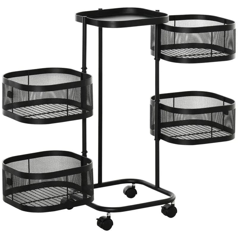 Serving Trolley with 4 Baskets and Wheels