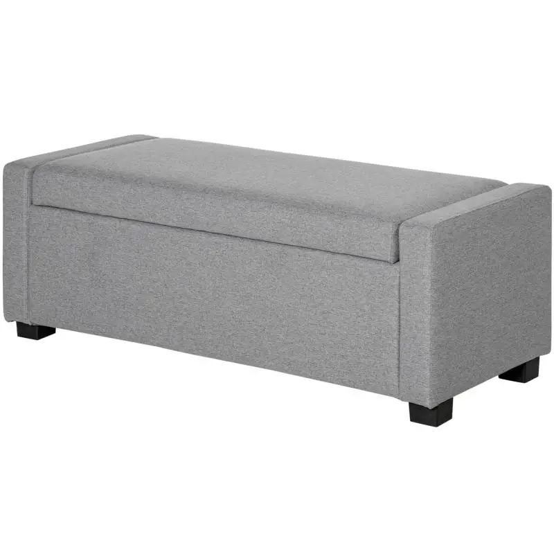 Fabric End-of-Bed Bench with Storage, Grey