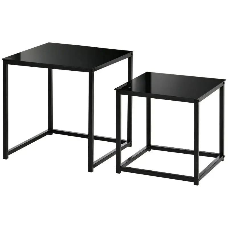 Set of 2 Square Coffee Tables, Black