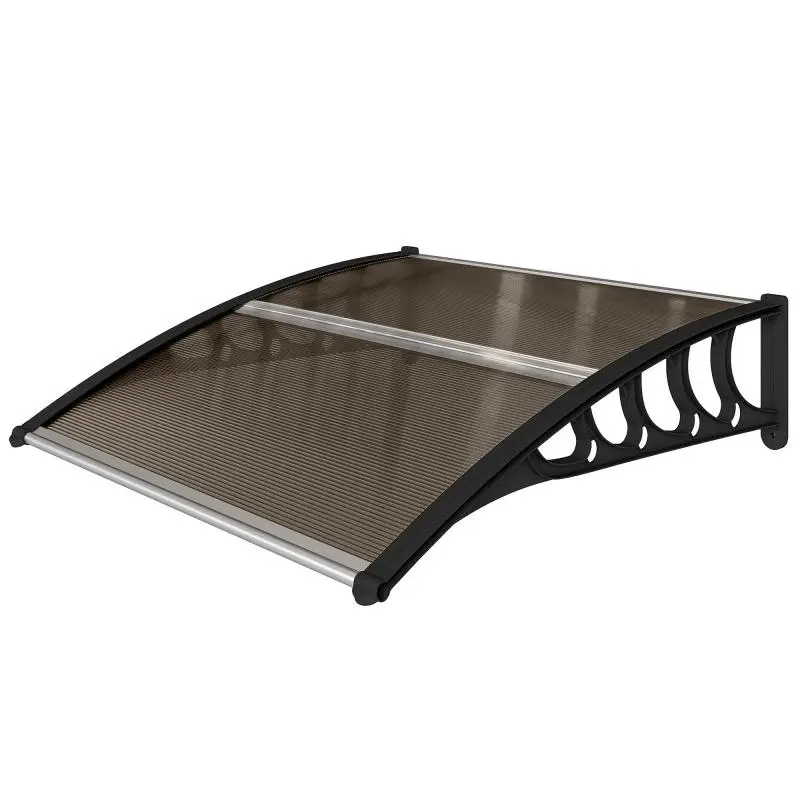 Outdoor Polycarbonate Canopy for Doors and Windows with Assembly Kit 103x96.5x27cm - Brown