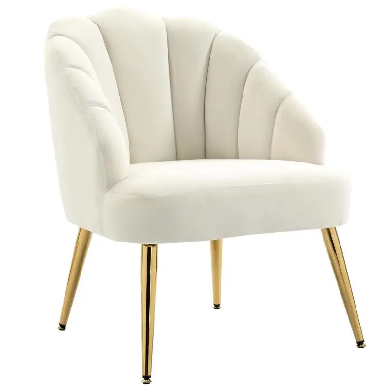 Velvet Armchair with Shell Backrest and Steel Legs