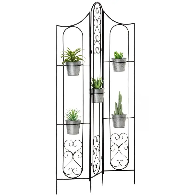 Foldable Metal Plant Stand with 5 Pots