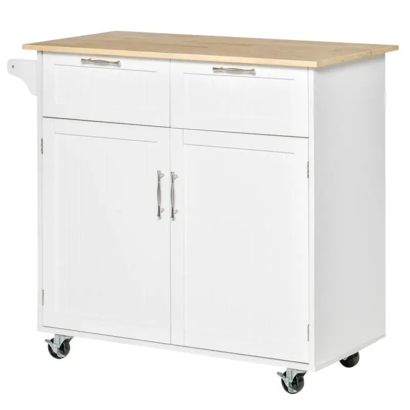 Kitchen Trolley with 2 Drawers, 104 x 46 x 91 cm