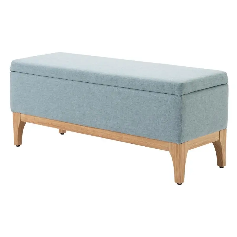 Upholstered Storage Bench, 110 x 39 x 45 cm, Light Blue