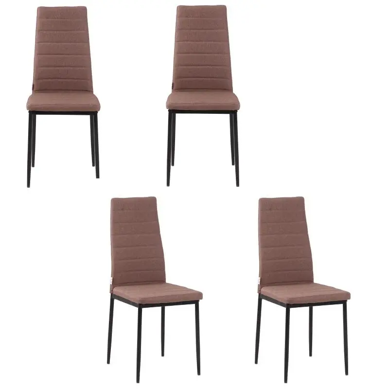 Set of 4 Upholstered Dining Chairs, Grey