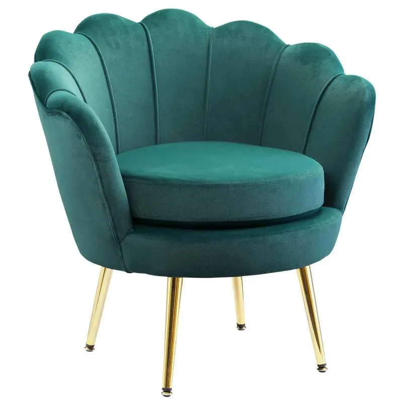 Velvet-Effect Armchair with Shell Backrest