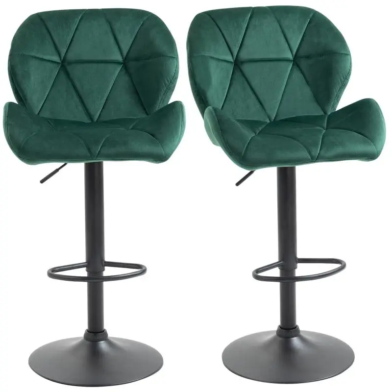 Set of 2 Height-Adjustable Bar Stools in Green