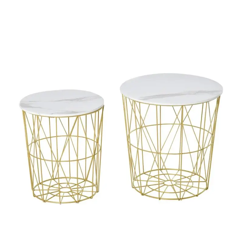 Set of 2 Nesting Side Tables with Storage
