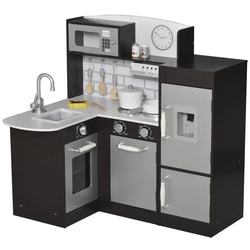 Wooden Toy Kitchen with 14 Accessories