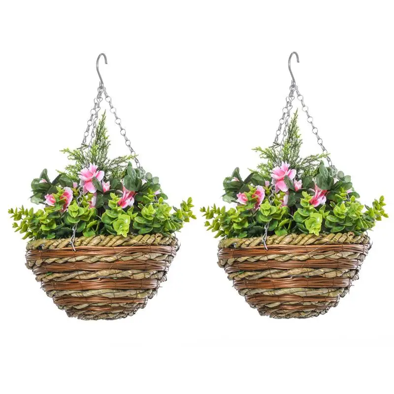 Set of 2 Artificial Lisianthus Plants with Hook
