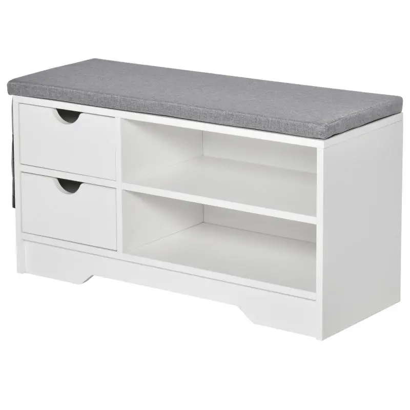 Shoe Storage Bench with 2 Shelves, 80.5 cm