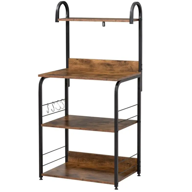 Microwave Stand with 4 Tiers and 4 Hooks