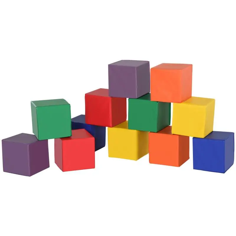 Set of 12 Soft Foam Cubes, Multicoloured