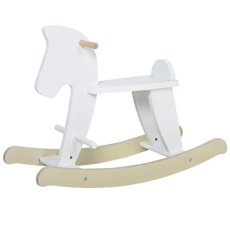 Wooden Rocking Horse with Handles and Footrest