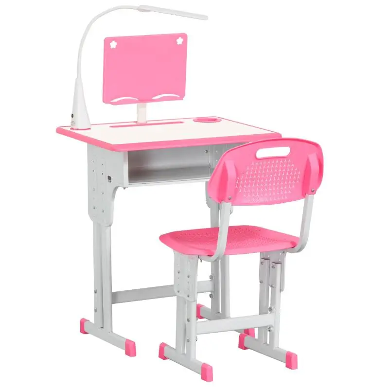 Height Adjustable Kids Desk and Chair Set with USB Lamp