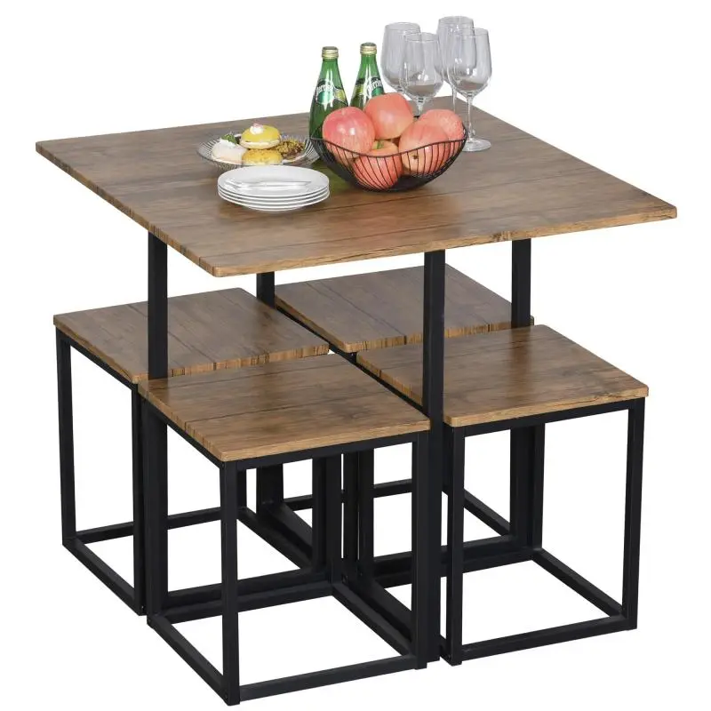 5-Piece Dining Set, Wood and Metal