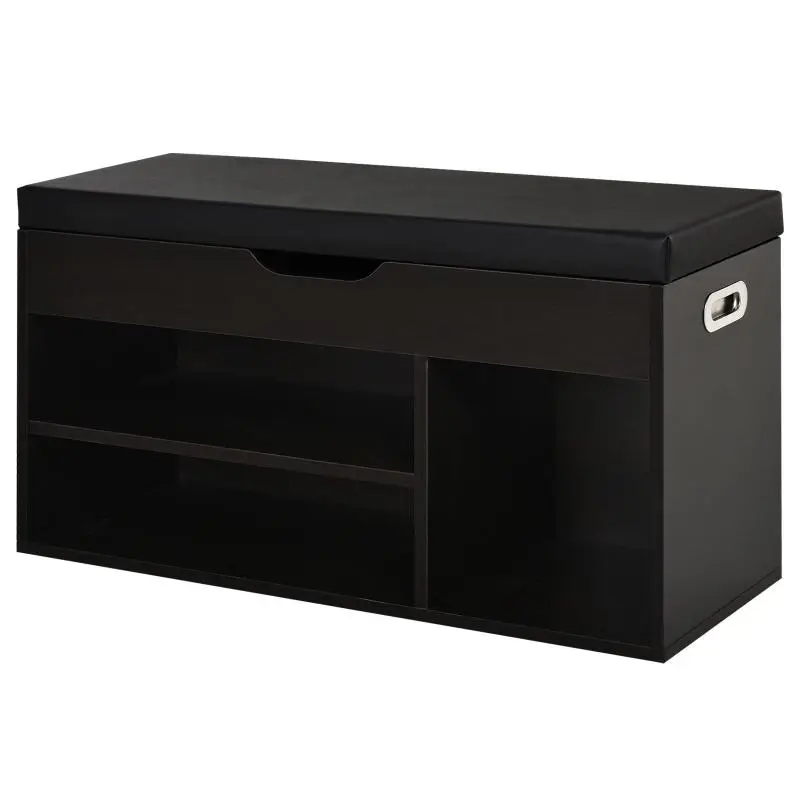 Padded Shoe Cabinet, 80 x 30 x 43 cm, Black