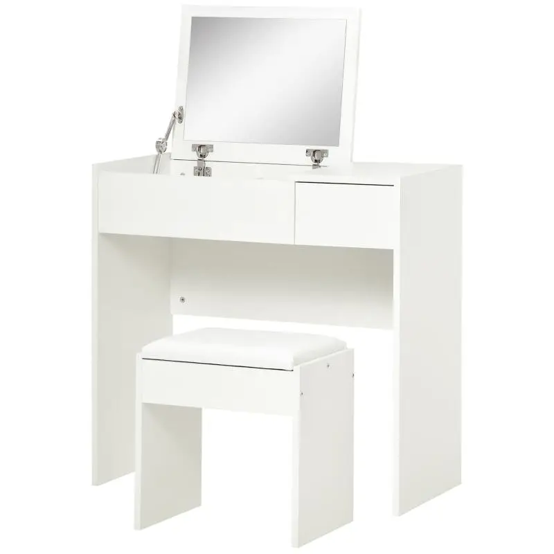 Vanity Table with Stool and Foldable Mirror