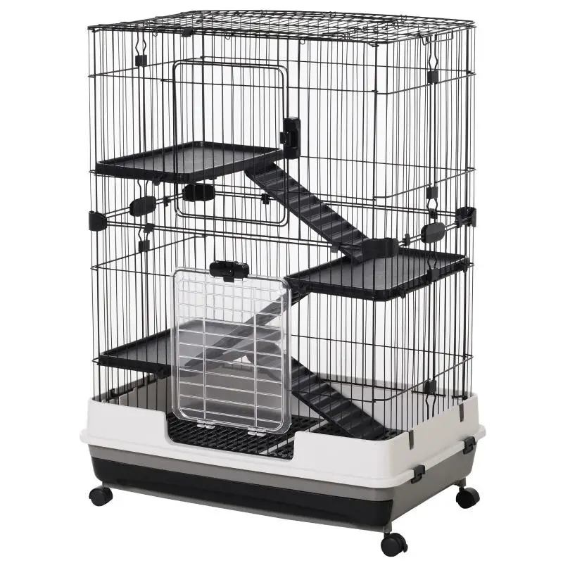 3-Tier Metal Cage with Tray and Wheels
