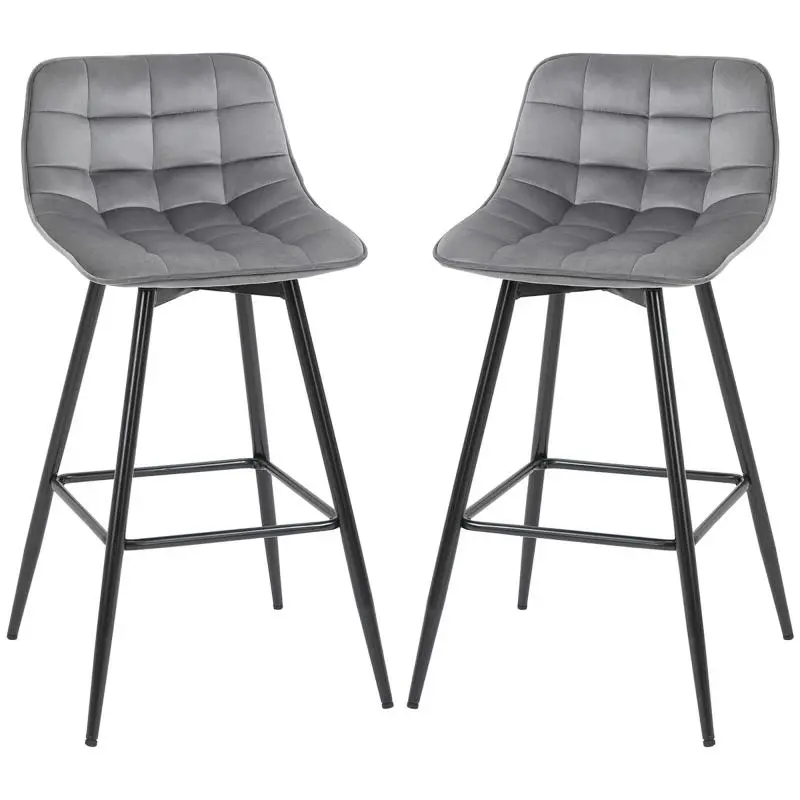 Set of 2 Nordic High Stools with Backrest