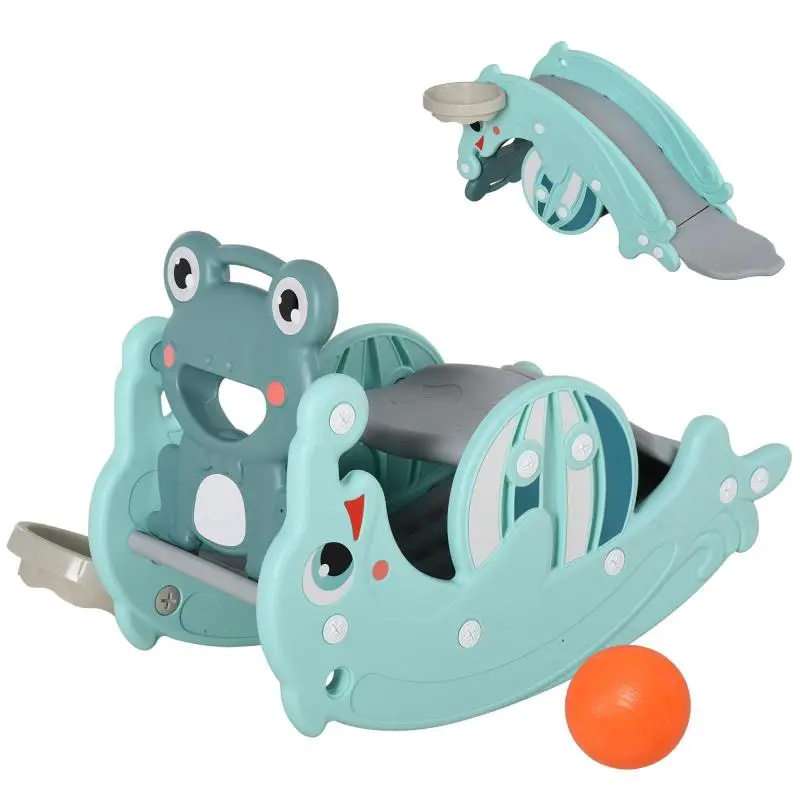 3-in-1 Rocking Horse, Slide and Basketball Hoop