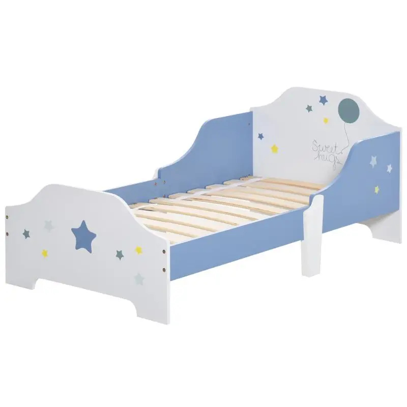 Low Bed for Children, Blue and White