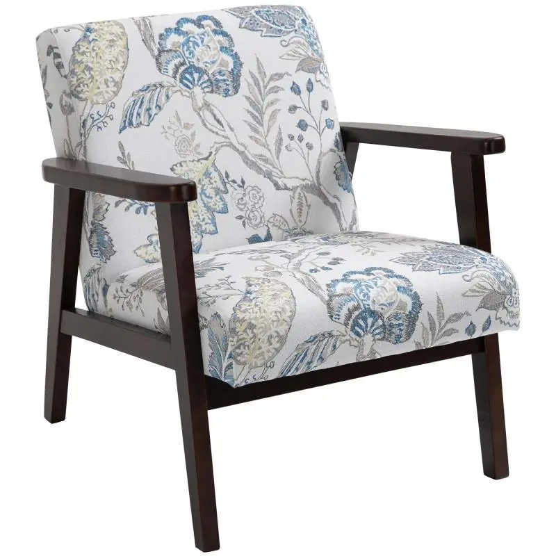 Upholstered Armchair with Wooden Armrests