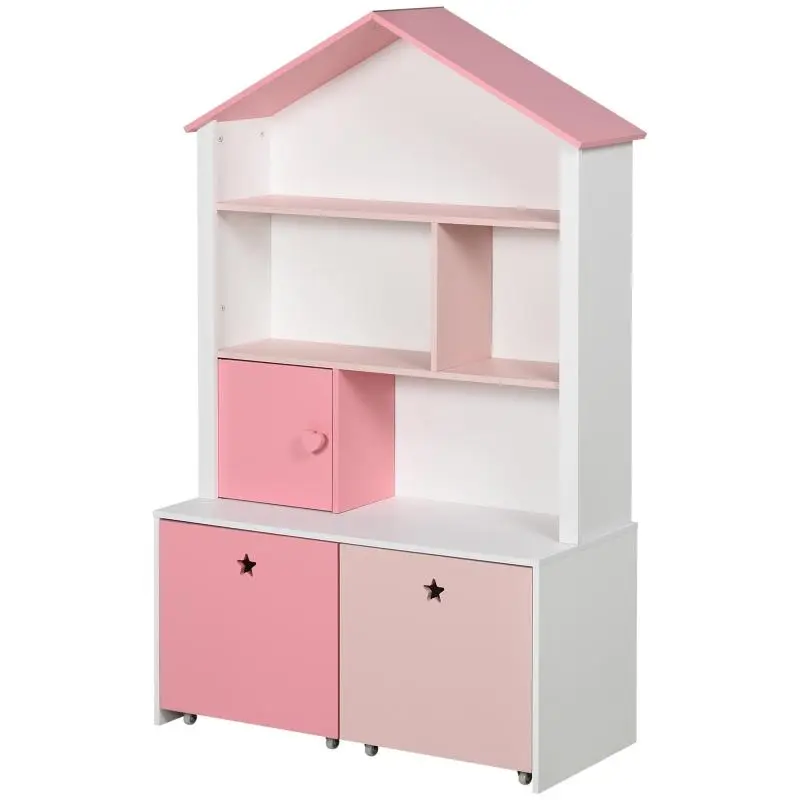 Pink Children’s Bookcase with 2 Drawers