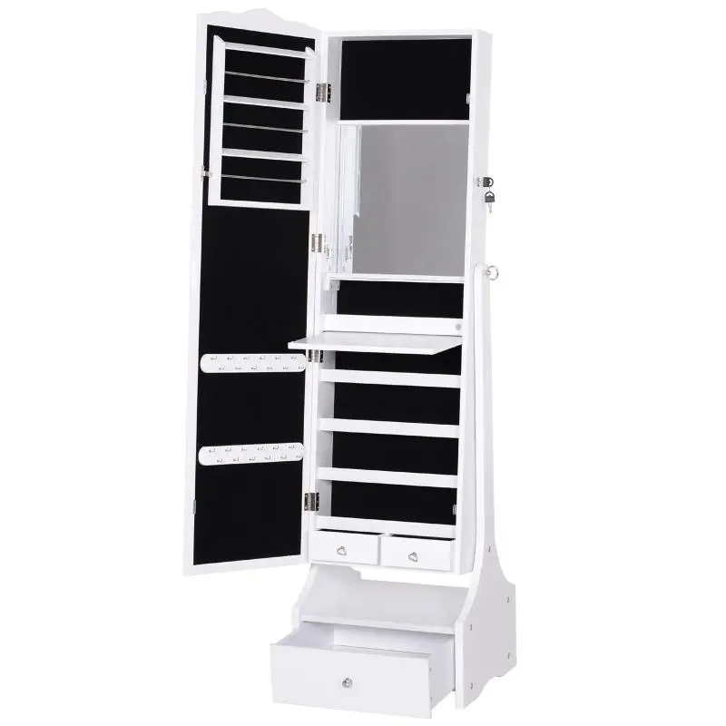 Jewellery Armoire with Full-Length Mirror and Drawer Base