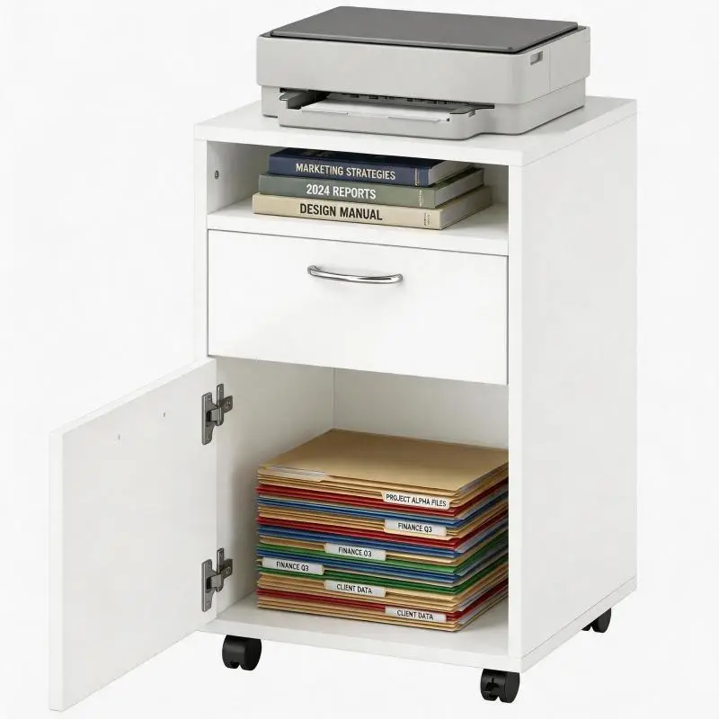 Office Filing Cabinet with Drawer and Wheels