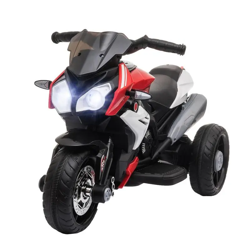 Electric Motorcycle for Children 3-5 Years Max. 25kg with Lights, Music, 6V Battery and 3km/h Speed, 86x42x52 cm, Red
