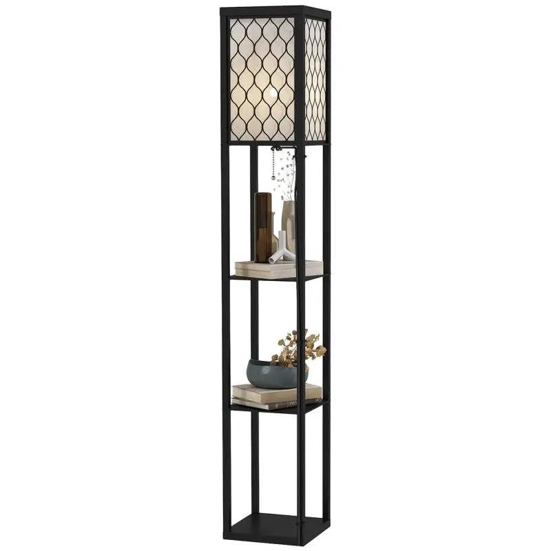 2-in-1 Floor Lamp with 3 Shelves