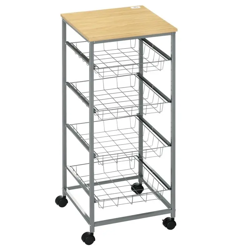 Kitchen Trolley with 4 Pull-Out Baskets