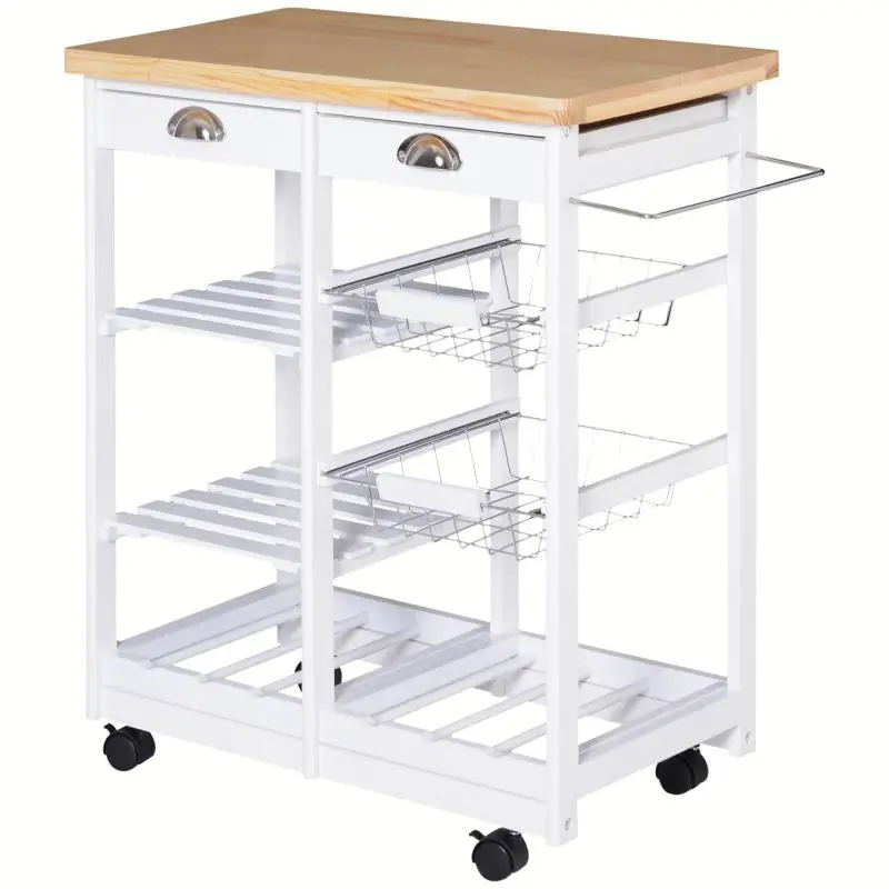 Kitchen Trolley with 2 Drawers and 2 Baskets