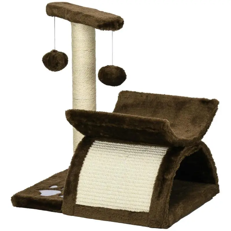 Cat Scratching Tree with Bed and 2 Hanging Balls