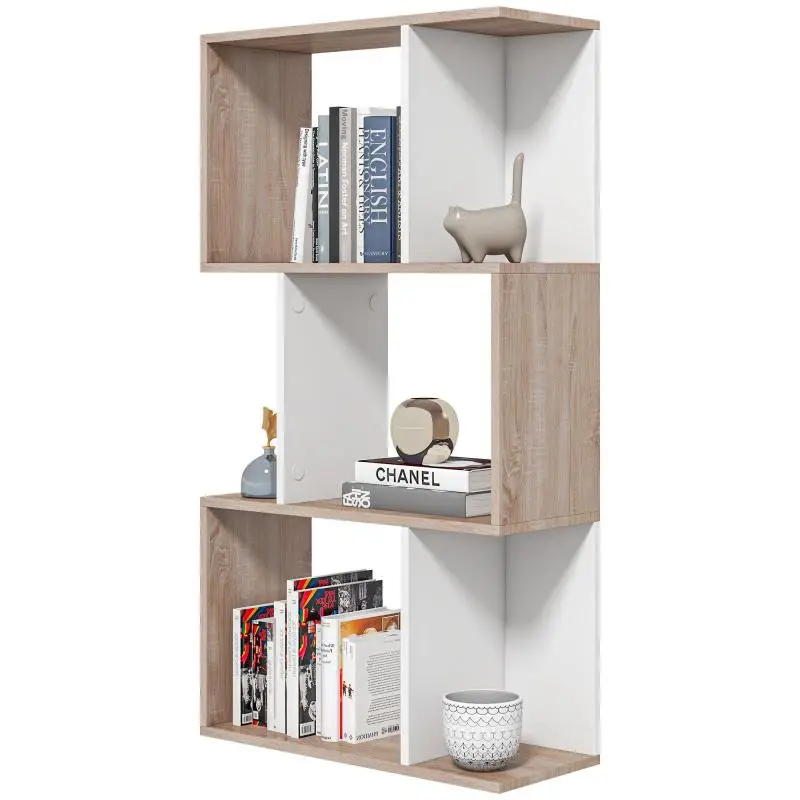 3-Shelf Wooden Bookcase, 60 × 24 × 111.4 cm