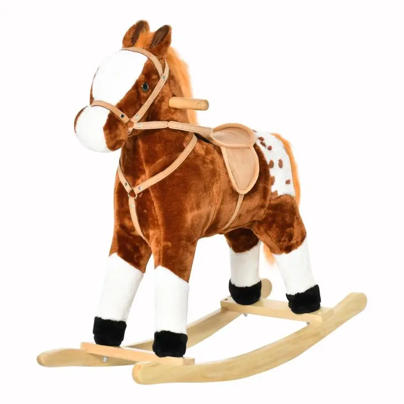 Wooden Rocking Horse with Sounds, 74 × 28 × 65 cm