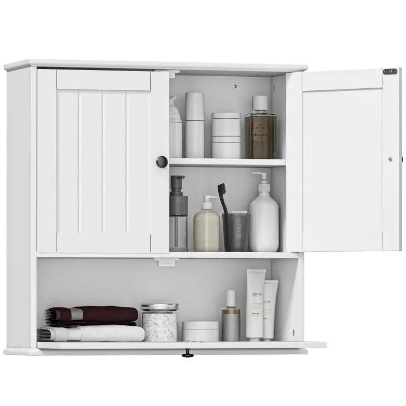 Wall-Mounted Bathroom Cabinet with Adjustable Shelf, White