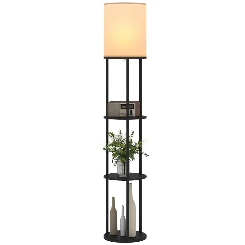 Floor Lamp with Shelves and Remote Control